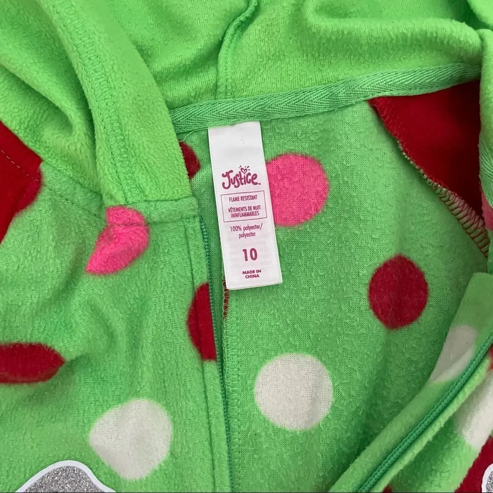 Justice Santa’s Favorite Elf Hooded Onesie Footies Included Size 10